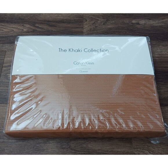 New Calvin Klein Khaki Collection Cord Weave Bittersweet QUEEN Bedskirt - Picture 1 of 7